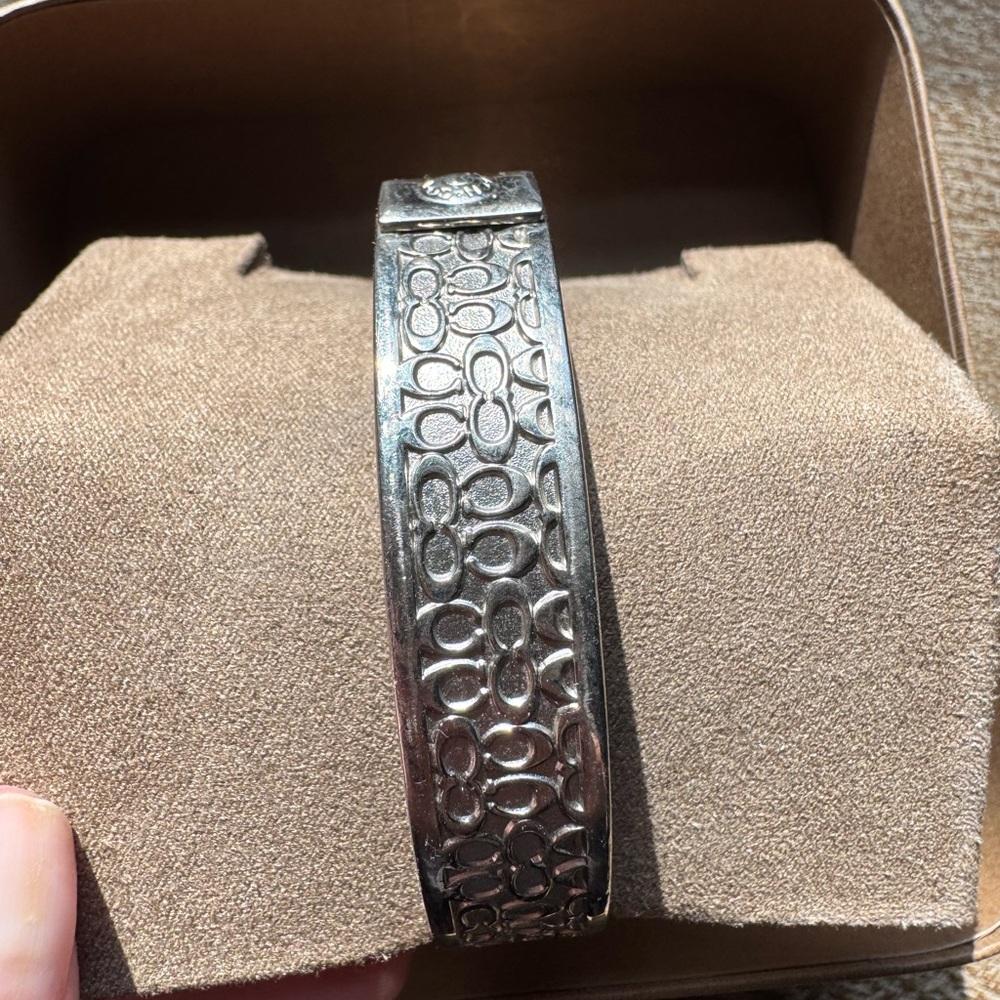 Coach Silver Textured Bangle - Picture 3 of 8